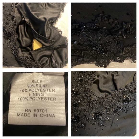 Vintage 90’s Y2K Silk Dress Beaded Dress Fairy Prom Black Silk Slip Whimsy goth - Picture 15 of 17